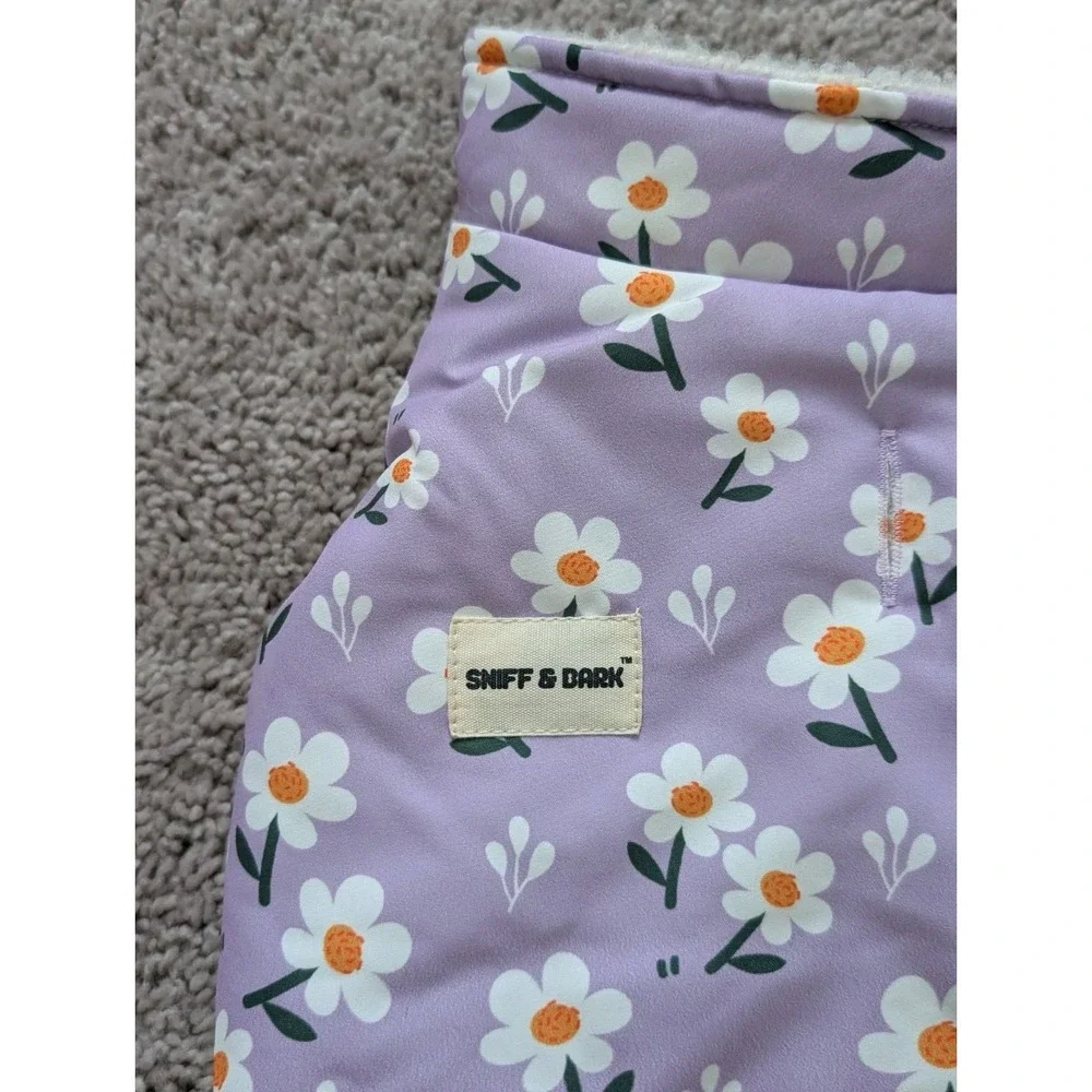 Sniff & Bark Vest Reversible Purple Daisy Cozy Fleece Zip Up Jacket NWT